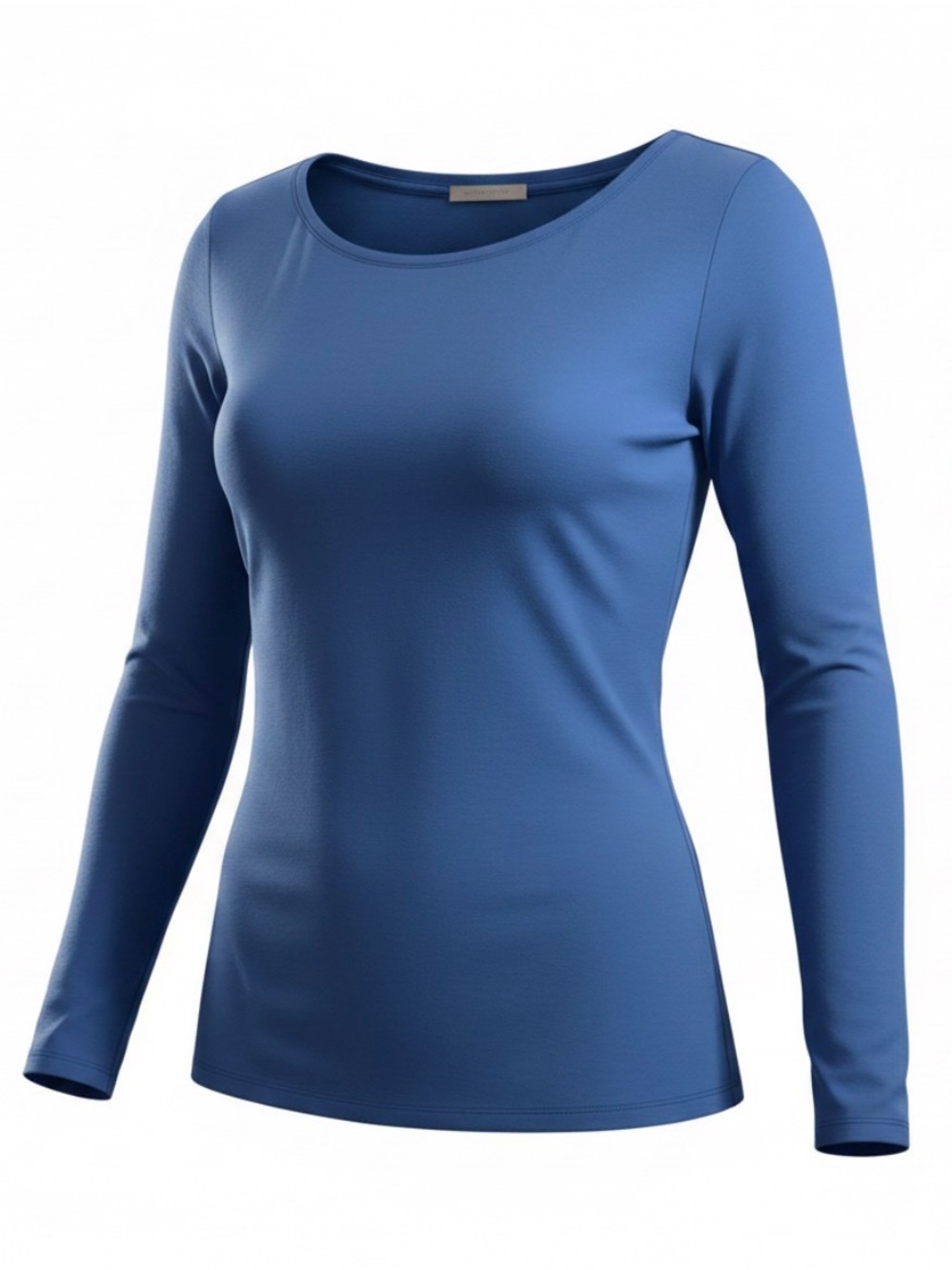 Ricki's High-Stretch Long-Sleeve Crewneck Top in Ocean Blue - Picture 3 of 5